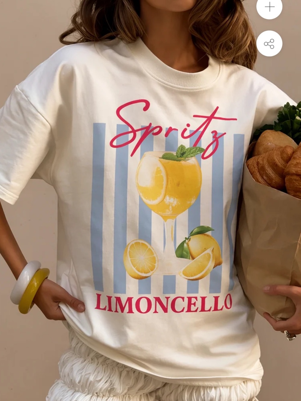 Spritz Limoncello Graphic Tee - White with Yellow & Sky Blue Print